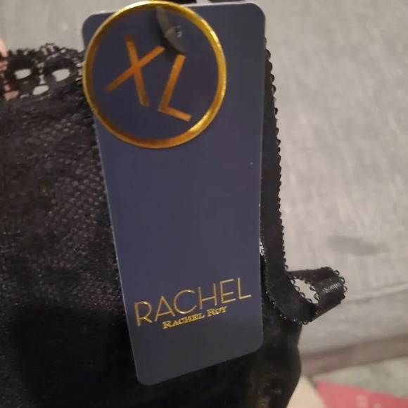 RACHEL Rachel Roy Black Lace Woman's Molded cup teddy Bodysuit Size XL - Picture 15 of 16